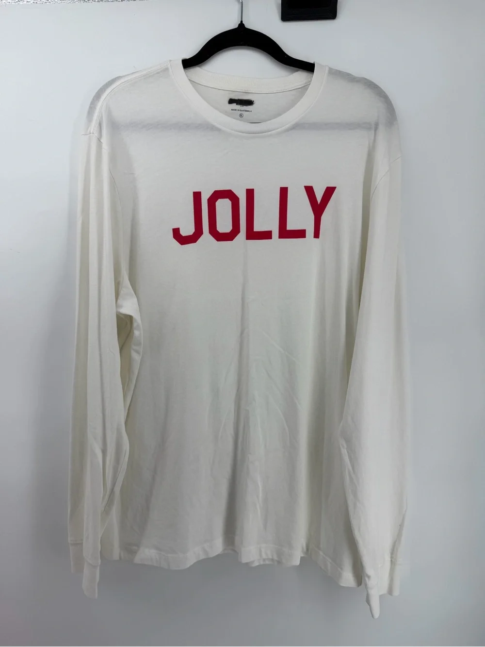 J.Crew Factory Mens XL Long Sleeve T-Shirt Jolly White Graphic⁠